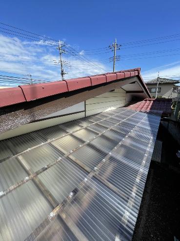 前橋市　ベランダ屋根ひょう被害修繕工事　