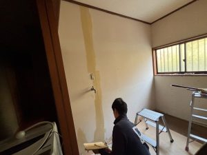 渋川市　洗面台交換工事〈LIXIL　洗面台　オフト　W750　一面鏡〉