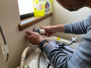 吉岡町　洗濯機用水栓工事〈KVK　洗濯機用水栓　K115CP2・緊急止水機能付〉