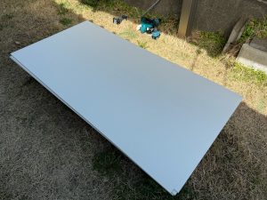 渋川市　軒天上貼り工事〈エヌビーエル　エンボスカラーリップル〉