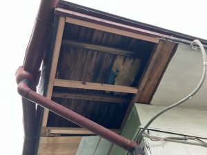 渋川市　軒天上貼り工事〈軒天材　エヌビーエル　エンボスカラーリップル〉