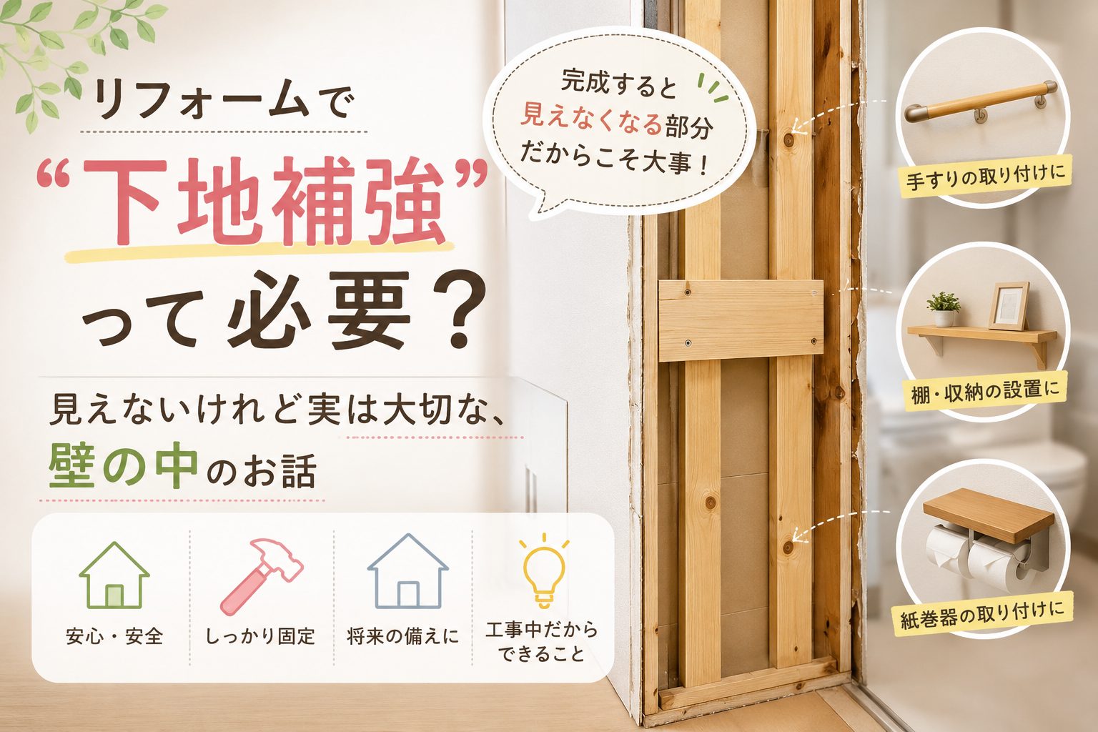 リフォームで”下地補強”って必要？｜見えないけれど実は大切な、壁の中のお話✨